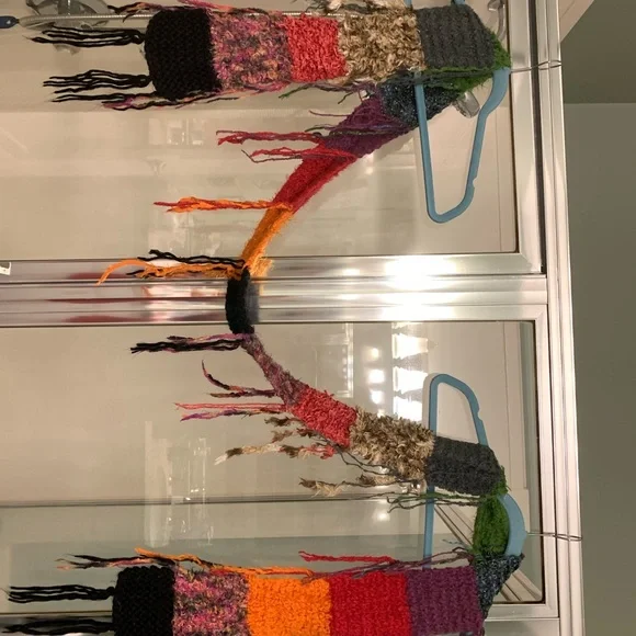 Colorful Patchwork Knit Scarf Long Boho Soft - Picture 4 of 4